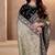 Cream silk embroidered sequins work heavy look ethnic saree with blouse