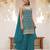 blue chinon semi stitched suit with embroidery & sequence work