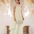 white chinon semi stitched suit with embroidery & sequence work