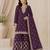 purple chinon semi stitched suit with embroidery & sequence work