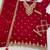 red chinon semi stitched suit with embroidery & sequence work