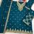 teal blue chinon semi stitched suit with embroidery & sequence work