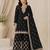 black chinon semi stitched suit with embroidery & sequence work