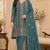 teal blue silk blend  semi stitched suit with embroidery & sequence work