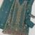 teal blue silk blend  semi stitched suit with embroidery & sequence work
