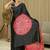 Black silk embroidered mirror work heavy look ethnic saree with blouse