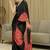 Black silk embroidered mirror work heavy look ethnic saree with blouse
