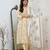Women's White & YellowFloral Printed Cotton Blend Kurta Pant Dupatta Set