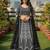 Faux Georgette Semi Stiched Black Embroidered Lehenga With Unstiched Choli And Dupatta