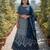 Faux Georgette Semi Stiched Blue Embroidered Lehenga With Unstiched Choli And Dupatta