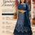 Faux Georgette Semi Stiched Blue Embroidered Lehenga With Unstiched Choli And Dupatta