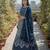 Faux Georgette Semi Stiched Blue Embroidered Lehenga With Unstiched Choli And Dupatta