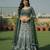 Faux Georgette Semi Stiched Bottle Green Embroidered Lehenga With Unstiched Choli And Dupatta