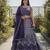 Faux Georgette Semi Stiched Purple Embroidered Lehenga With Unstiched Choli And Dupatta