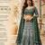 Faux Georgette Semi Stiched Bottle Green Embroidered Lehenga With Unstiched Choli And Dupatta