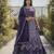 Faux Georgette Semi Stiched Purple Embroidered Lehenga With Unstiched Choli And Dupatta