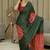 Green silk embroidered mirror work heavy look ethnic saree with blouse