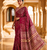 Maroon Color Fancy Big Mirror Embroidery Cut Work Lace Fitting With Bandhani Printing Creap Silk Saree