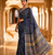 Navy Blue Color Fancy Big Mirror Embroidery Cut Work Lace Fitting With Bandhani Printing Creap Silk Saree