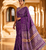 Purple Color Fancy Big Mirror Embroidery Cut Work Lace Fitting With Bandhani Printing Creap Silk Saree