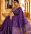 Purple Color Fancy Big Mirror Embroidery Cut Work Lace Fitting With Bandhani Printing Creap Silk Saree