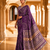Violet Color Fancy Big Mirror Embroidery Cut Work Lace Fitting With Bandhani Printing Creap Silk Saree