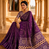 Violet Color Fancy Big Mirror Embroidery Cut Work Lace Fitting With Bandhani Printing Creap Silk Saree