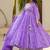 Purple muslin silk blend anarkali kurta pant dupatta set