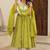 Parrot muslin silk blend anarkali kurta pant dupatta set