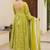 Parrot muslin silk blend anarkali kurta pant dupatta set