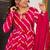 Pink tebby silk blend anarkali kurta pant dupatta set