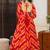 Orange tebby silk blend anarkali kurta pant dupatta set