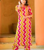 Pink muslin digital print kurta pant set