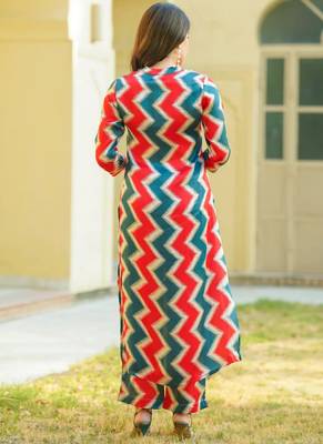 Teal muslin digital print kurta pant set 2