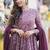 Purple cotton silk blend anarkali salwar suit with dupatta