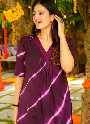 Purple muslin silk blend kurti pant set 3