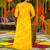 Yellow muslin silk blend kurti pant set