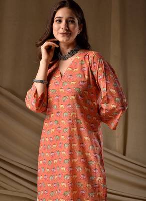 Orange rayon kurti palazzo set 2
