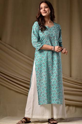 Sky rayon kurti palazzo set