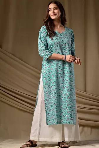 Sky rayon kurti palazzo set
