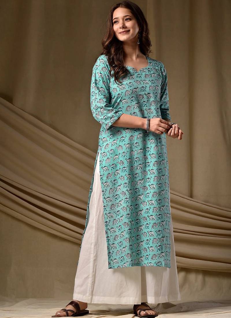 Sky rayon kurti palazzo set