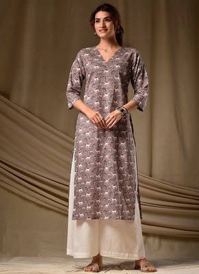 Brown rayon kurti palazzo set 1