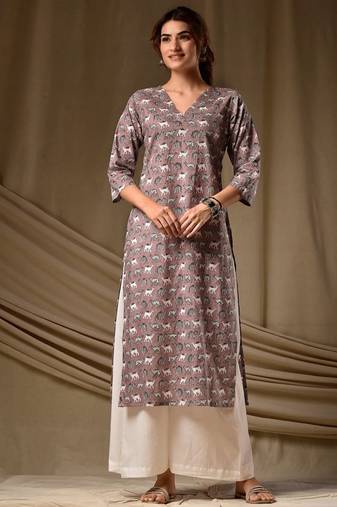 Brown rayon kurti palazzo set