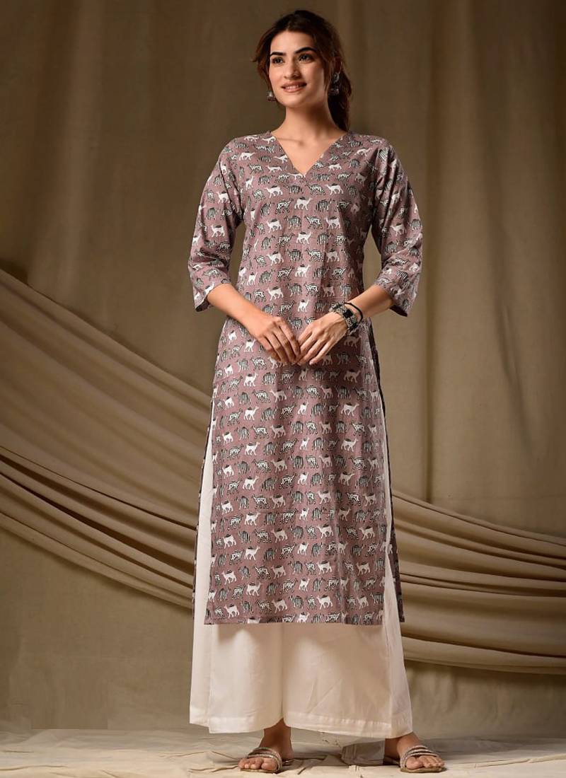 Brown rayon kurti palazzo set