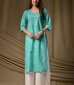Sea green rayon kurti palazzo set