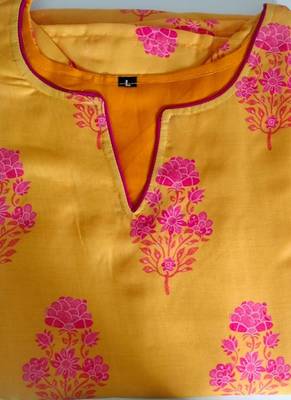 Yellow cambric cotton kurti palazzo set 2