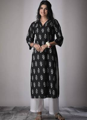 Black cambric cotton kurti palazzo set 1