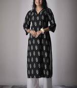 Black cambric cotton kurti palazzo set