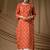 Orange cambric cotton kurti palazzo set