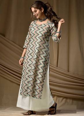 Green cambric cotton kurti palazzo set 1